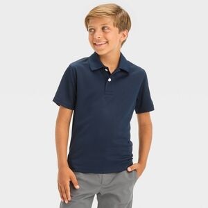 Cat & Jack Kids Navy Blue Performance School Uniform Polo Shirt Bundle Of 4